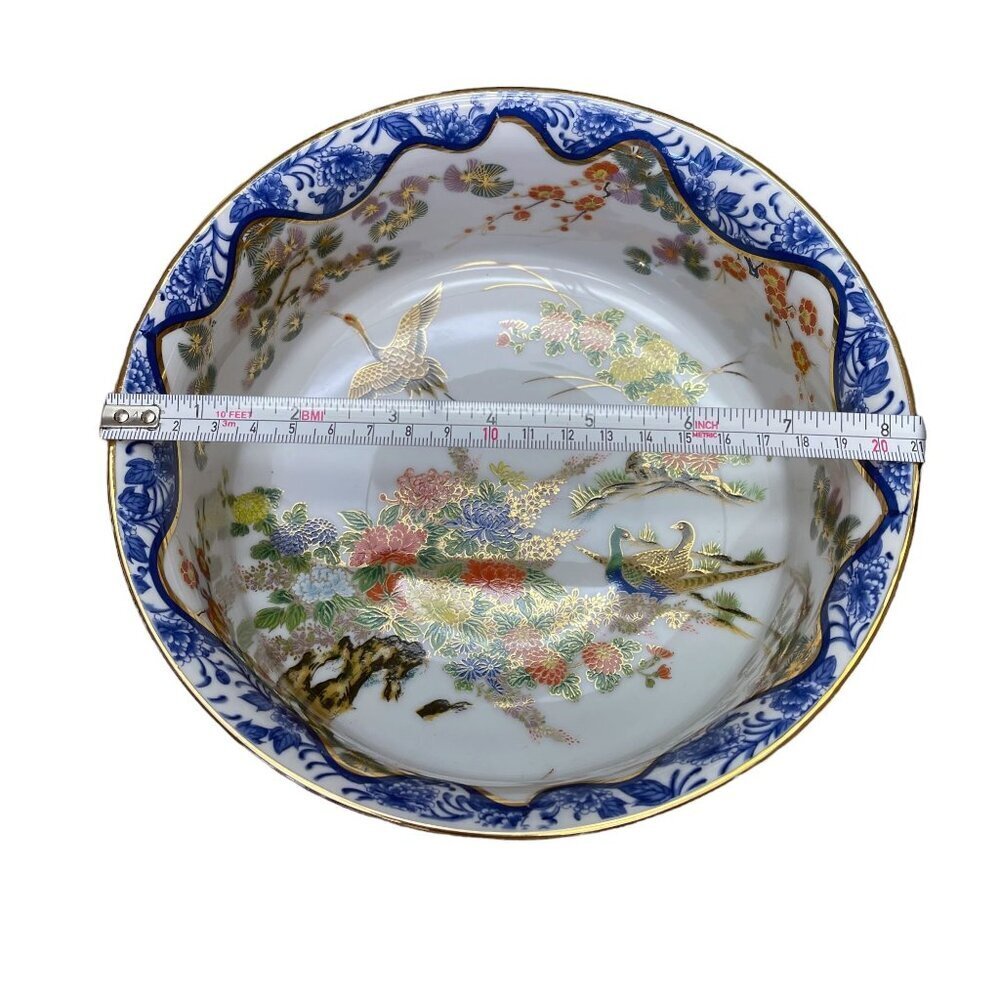 Rare Japanese Imari Hand Painted Porcelain Bowl with Floral and Birds Motifs - Picture 9 of 10